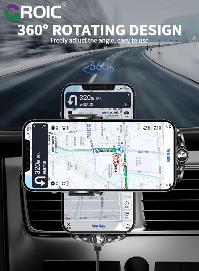 Wireless Car Charger Phone Mount Dual Coil Joyroom LED Qi 15W Cell Phone Fast Charging Vent Holder with Auto Smart Sensor Clamping for iPhone, Samsung