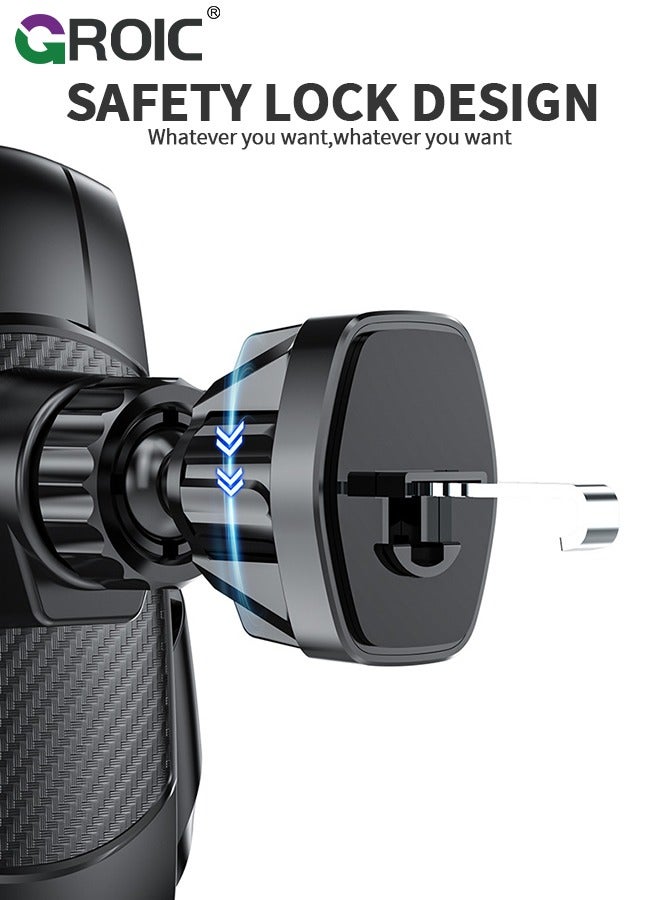 Wireless Car Charger Phone Holder, 15W Fast Charging Car Charger, Auto Clamping Car Vent Car Phone Holder, Touch Control, Compatible with iOS and Android
