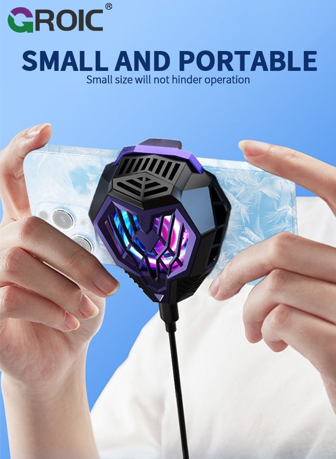 Phone Cooler for Gaming, Universal Phone Cooling Fan with Two Cooling Modes, Mobile Phone Radiator Case for iPhone Android Smartphones from 4.5 to 7in, Cell Phone Cooler for Live Streaming