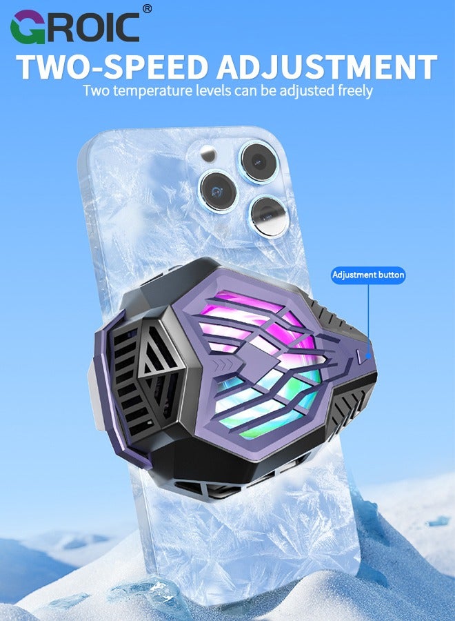 Phone Cooler for Gaming, Universal Phone Cooling Fan with Two Cooling Modes, Mobile Phone Radiator Case for iPhone Android Smartphones from 4.5 to 7in, Cell Phone Cooler for Live Streaming