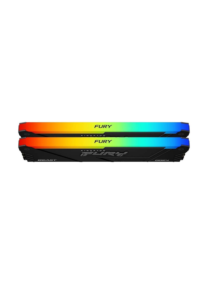 Fury Beast RGB 64GB (2x 32GB) DDR4 Desktop Memory Kit, 3600 MT/s Memory Speed, CL18 CAS Latency, 288-Pin Kit, AMD Ryzen Ready, Intel XMP Certified, Black | KF436C18BB2AK2-64 Black