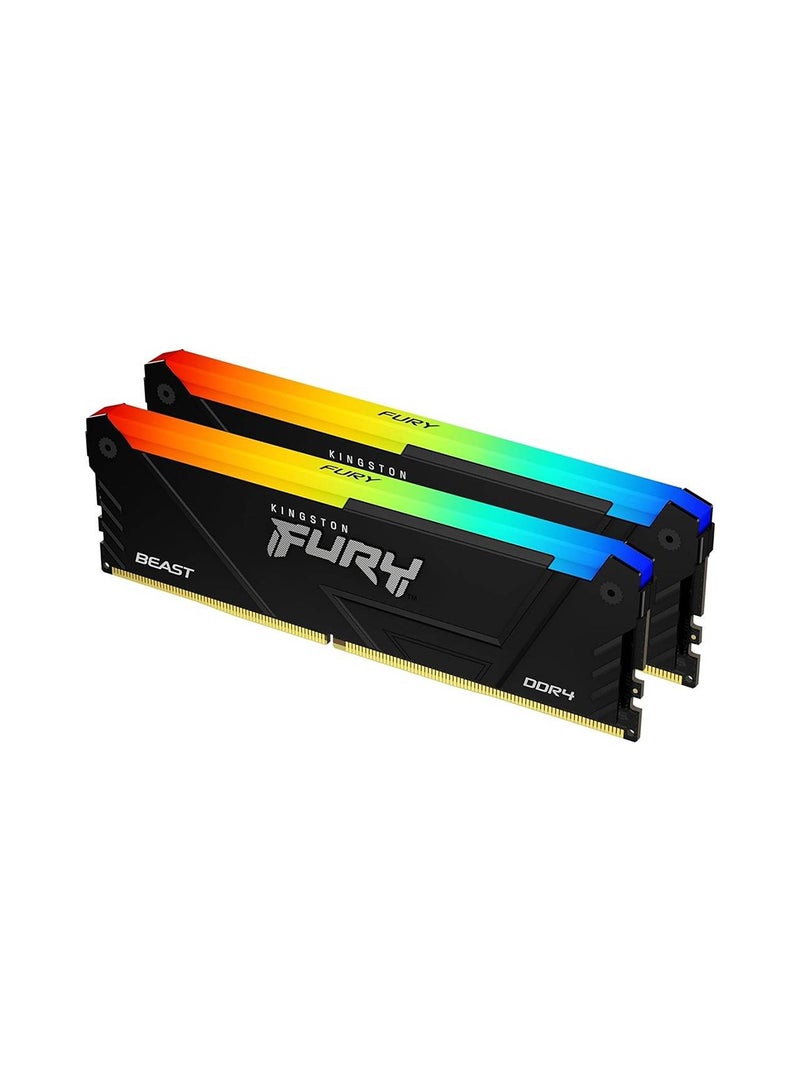 Fury Beast RGB 64GB (2x 32GB) DDR4 Desktop Memory Kit, 3600 MT/s Memory Speed, CL18 CAS Latency, 288-Pin Kit, AMD Ryzen Ready, Intel XMP Certified, Black | KF436C18BB2AK2-64 Black