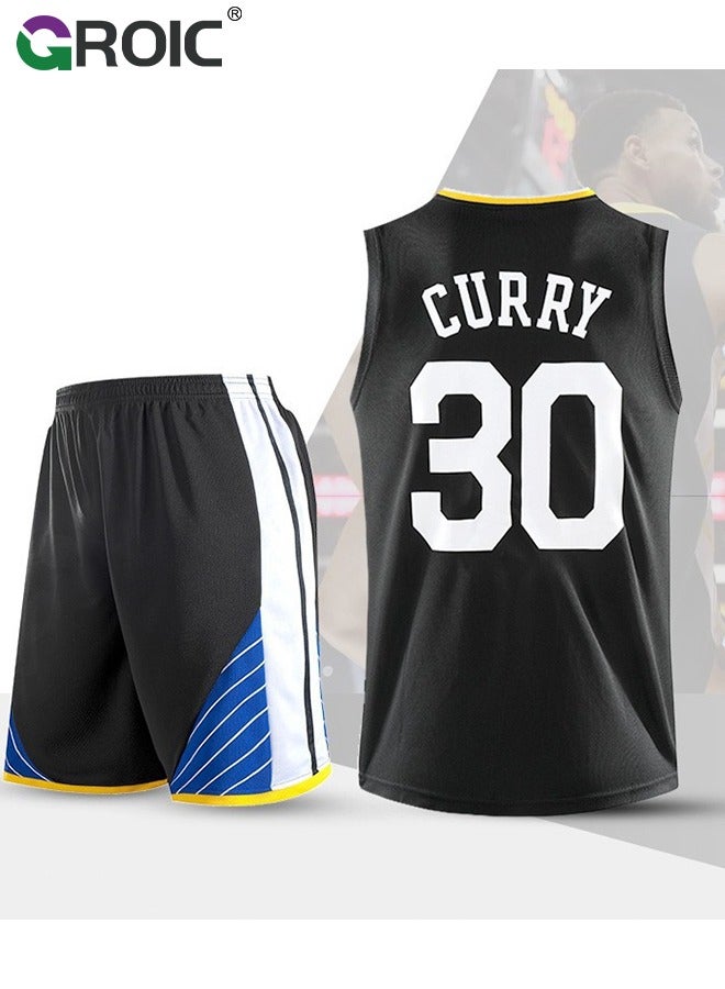 Basketball Jersey, Stephen Curry Jersey 30# Basketball T Shirt and Shorts, Basketball Jersey Shirt for Adults, Basketball Suits, Basketball Jersey Set, Suitable for 175-180CM