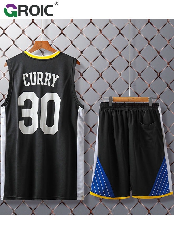 Basketball Jersey, Stephen Curry Jersey 30# Basketball T Shirt and Shorts, Basketball Jersey Shirt for Adults, Basketball Suits, Basketball Jersey Set, Suitable for 175-180CM