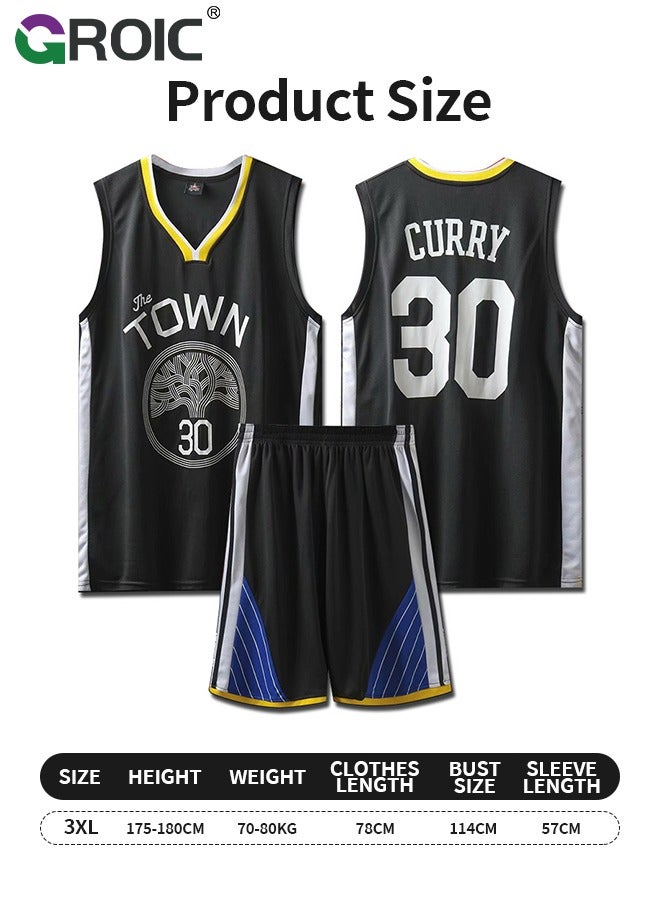 Basketball Jersey, Stephen Curry Jersey 30# Basketball T Shirt and Shorts, Basketball Jersey Shirt for Adults, Basketball Suits, Basketball Jersey Set, Suitable for 175-180CM