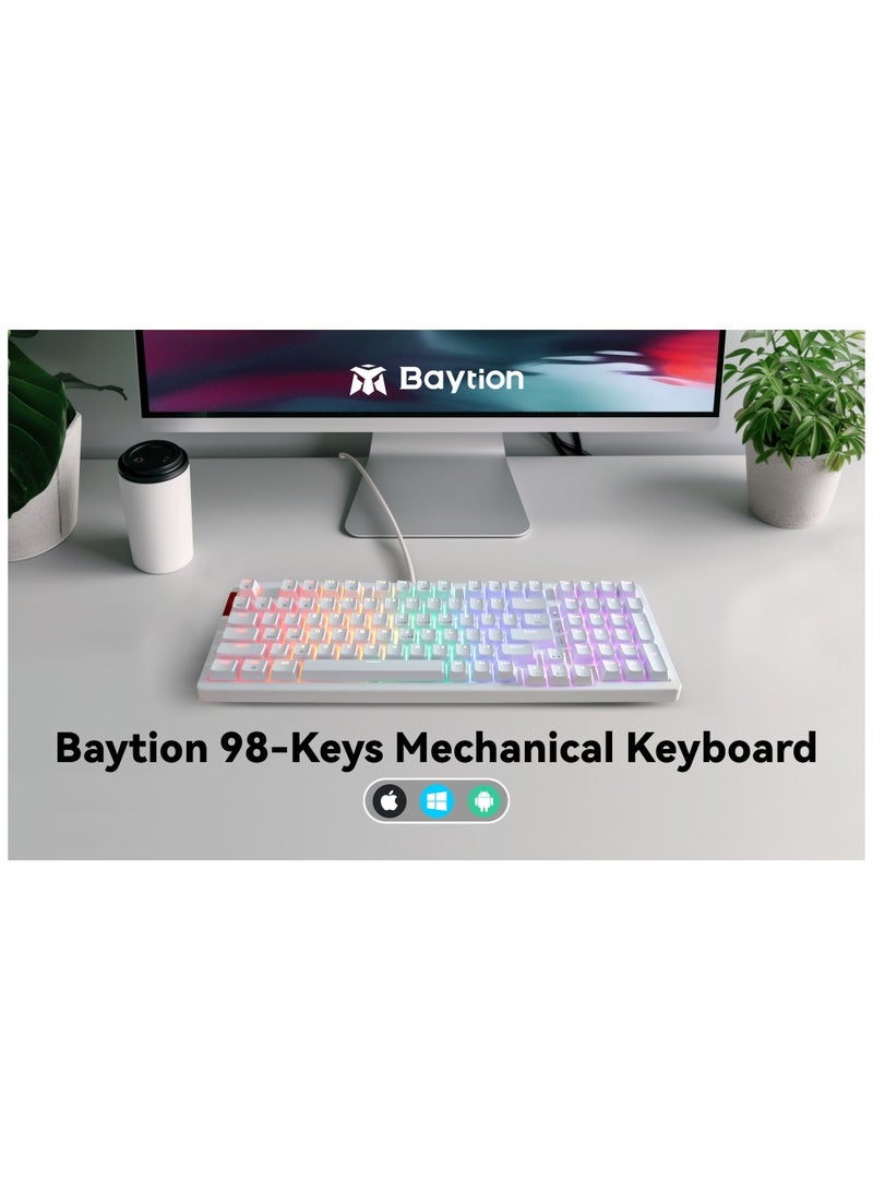 98 Key RGB Mechanical Keyboard | Anti-Ghosting, Detachable USB-C | Red Switches