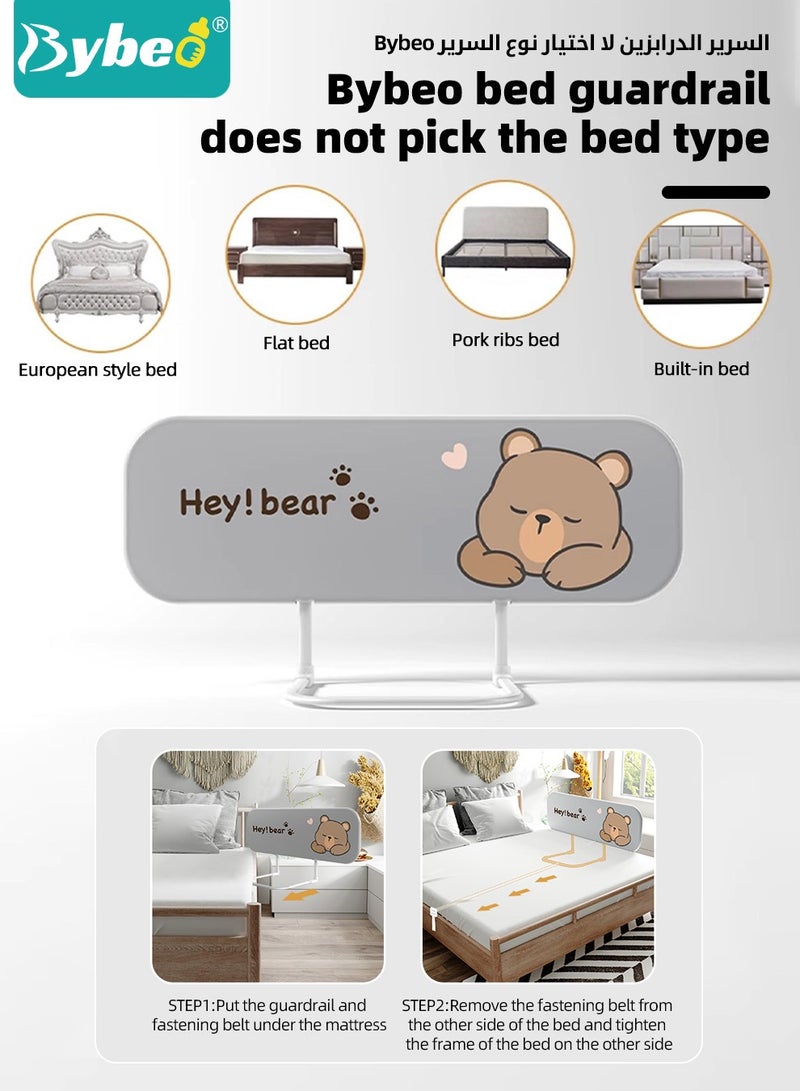 Baby Bed Rail Guard, Toddler Bed Side Rails, Installation-free Kids' Safety Bed Fence, Safety Bedrail with Reinforced Anchor Safety System, Foldable Universal Bed Rail With Upgraded Barrier, 150cm