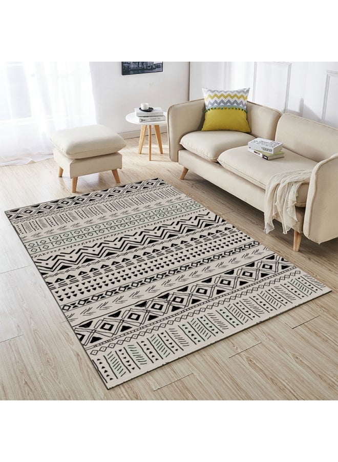 Printed Floor Carpet Polypropylene Off White/Black 140x200cm