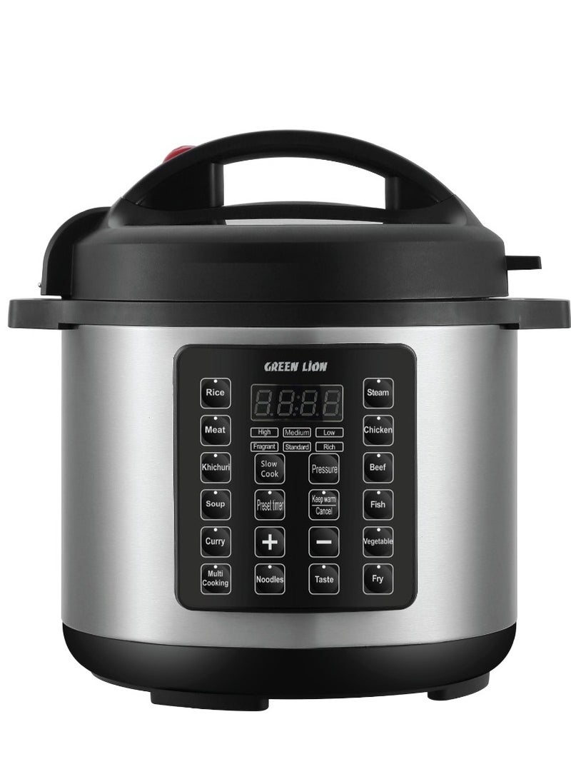 1300W 6L Electric Pressure Cooker With Digital Display and 14 Cooking Modes For Quick and Easy Meals - Black