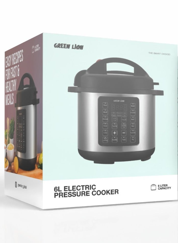 1300W 6L Electric Pressure Cooker With Digital Display and 14 Cooking Modes For Quick and Easy Meals - Black