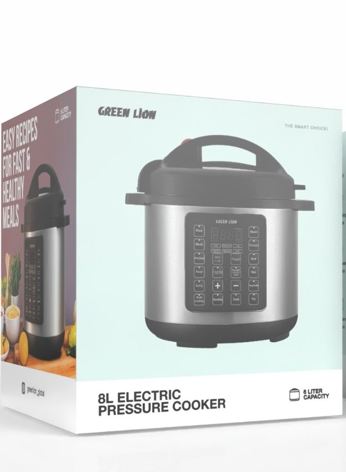 1300W 8L Electric Pressure Cooker With Digital Display and 14 Cooking Modes For Quick and Easy Meals - Black