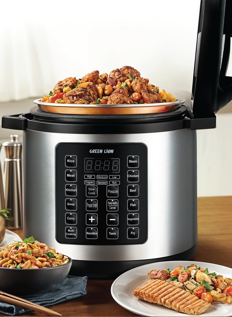 1300W 8L Electric Pressure Cooker With Digital Display and 14 Cooking Modes For Quick and Easy Meals - Black