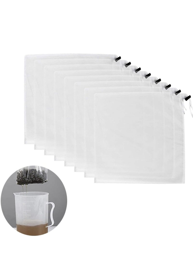Nylon Straining Bag, Reusable Cold Brew Coffee Cheese Cloths Strainer, Fine Mesh Food Strainer Bag, Strain Tea Pulp Juice Food Nut Milk Filter Bag(15.7” x 15.7”, 8 Packs)