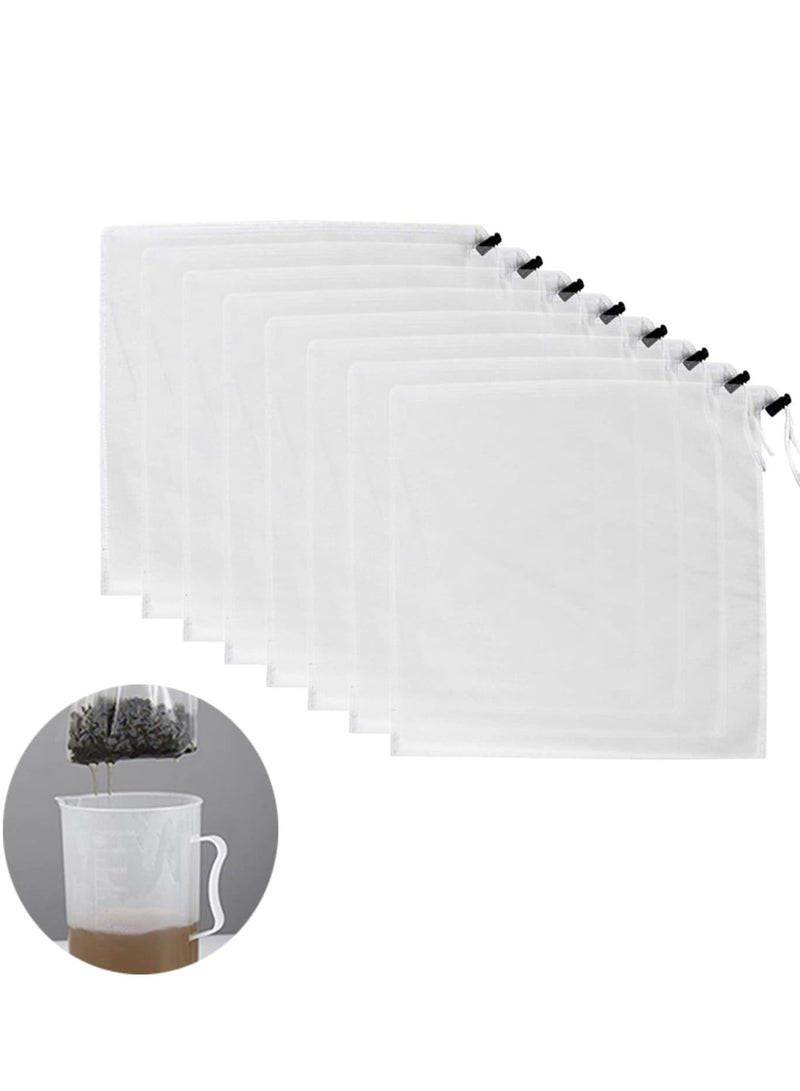 Nylon Straining Bag, Reusable Cold Brew Coffee Cheese Cloths Strainer, Fine Mesh Food Strainer Bag, Strain Tea Pulp Juice Food Nut Milk Filter Bag(15.7” x 15.7”, 8 Packs)