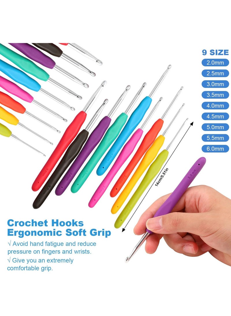 Beginreally Crochet Kit for Beginners, 50PCS Crochet Starter Set, Crochet Starter Kit with Step-by-Step Video Tutorial and Instruction, Crochet Hooks and Other Crochet Accessories