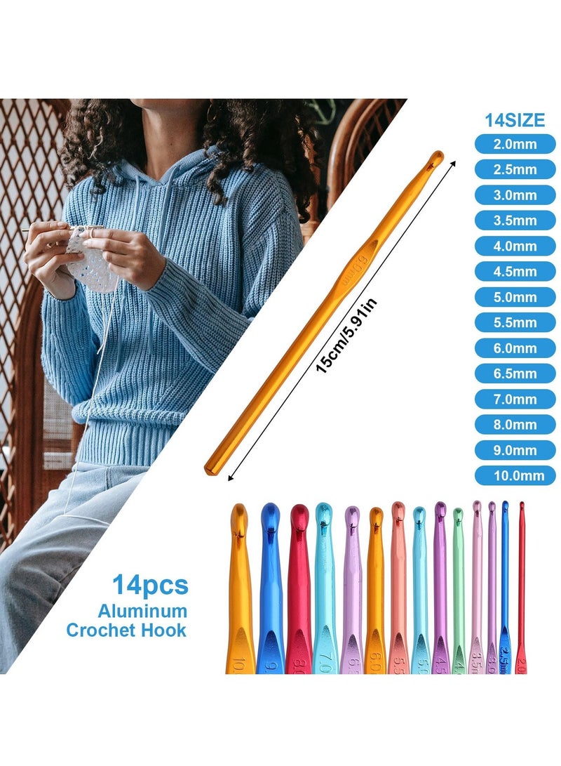 Beginreally Crochet Kit for Beginners, 50PCS Crochet Starter Set, Crochet Starter Kit with Step-by-Step Video Tutorial and Instruction, Crochet Hooks and Other Crochet Accessories