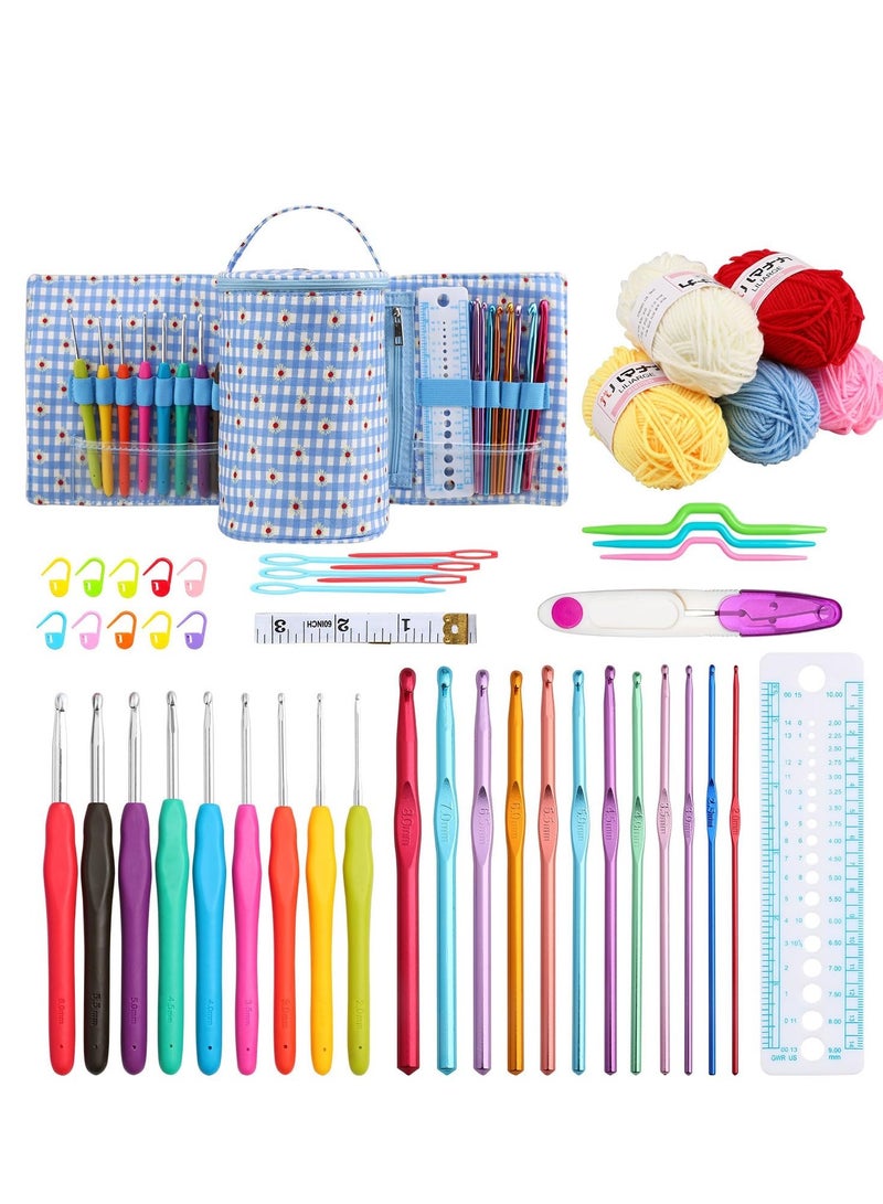 Beginreally Crochet Kit for Beginners, 50PCS Crochet Starter Set, Crochet Starter Kit with Step-by-Step Video Tutorial and Instruction, Crochet Hooks and Other Crochet Accessories