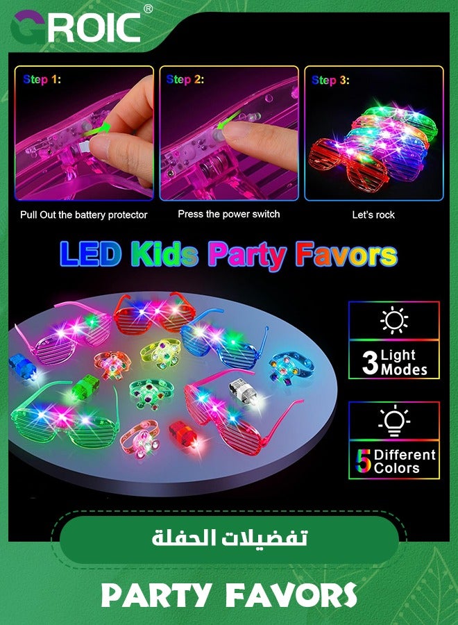 140 PCS Glow in the Dark Party Supplies, 8 PCS LED Glasses, 12 LED Light Up Fidget Spinner Bracelets, 20 Finger Lights,100 Glow Sticks Party Favors for Glow Party, Wedding, Concert, Birthday