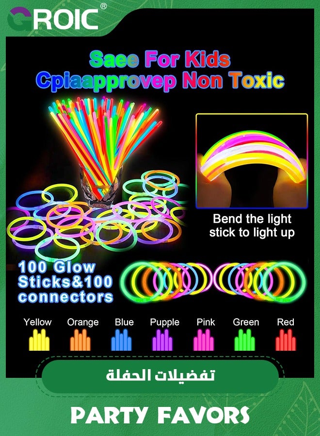 140 PCS Glow in the Dark Party Supplies, 8 PCS LED Glasses, 12 LED Light Up Fidget Spinner Bracelets, 20 Finger Lights,100 Glow Sticks Party Favors for Glow Party, Wedding, Concert, Birthday