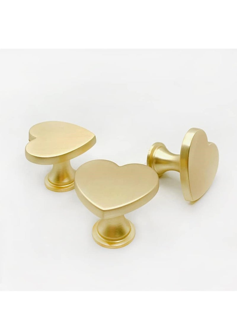 Brass Drawer Knobs, Heart Shape Handle Zinc Alloy Handle, Cabinet Dresser Pulls Handles Kitchen Furniture Knobs, for Kitchen Cupboard Bathroom Dresser Closet, Modern Cabinet Hardware, 6 pcs