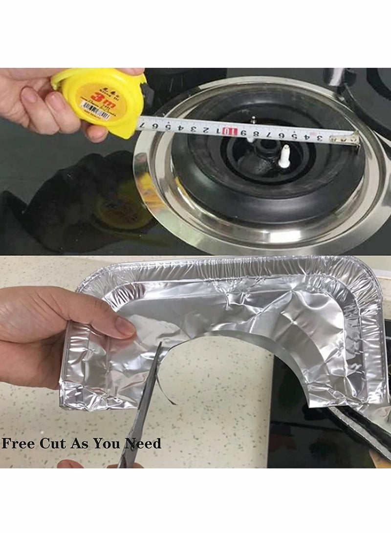 Stove Burner Covers, 100 Pack Aluminum Foil Liners for Gas Stoves, Disposable and Durable Foil Covers to Keep Your Stove Clean, Catch Oil and Food Spills, Easy to Clean (8.5