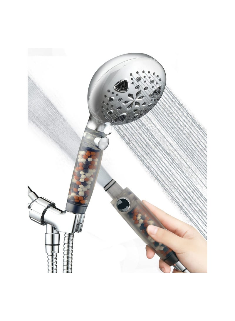 High Pressure Handheld Showerhead with 9 Spray Modes and Filter, Ideal for Dry Skin & Hair, Pet Cleaning, and Household Use (1 Pack)