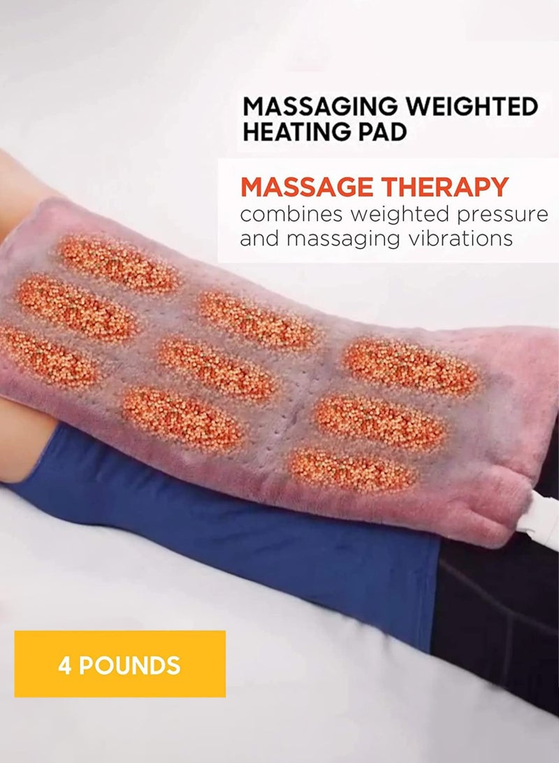 Electric Heated Massaging Pad Weighted Heating Therapy Pad Massager Vibrating Wrap Shawl For Neck Back Shoulder Hip Waist Lumbar Tummy Ankle Muscles Whole Body Pain Relief