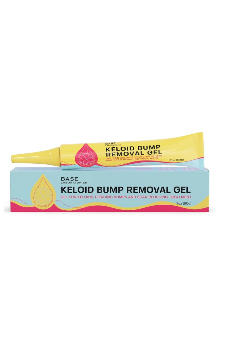 BASE LABORATORIES Keloid Bump Removal Gel | Natural Piercing Bump Treatment & Keloid Scar Gel | Keloid Scar Removal for All Scars, Keloids & Piercing Bumps | Soothing Piercing Aftercare Gel | 2 oz