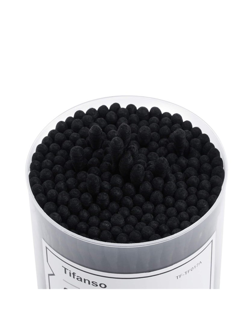 tifanso 200 Count Black Cotton Swabs, Natural Black Double Tipped Cotton Buds, Cruelty-Free Ear Swabs, Chlorine-Free Hypoallergenic