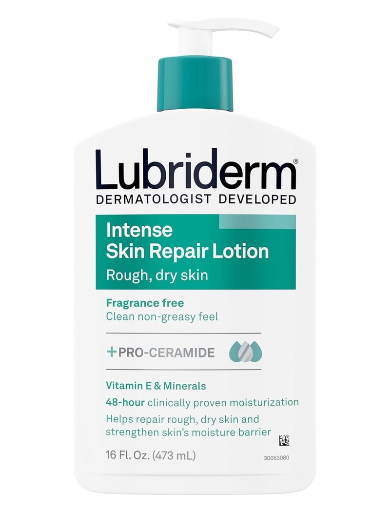 Lubriderm Intense Dry Skin Repair Lotion + Pro-Ceramide with Vitamin E & Minerals Helps to Repair Rough, Dry Skin, Fast Absorbing Lotion is Fragrance-Free and Non-Greasy, 16 fl. Oz