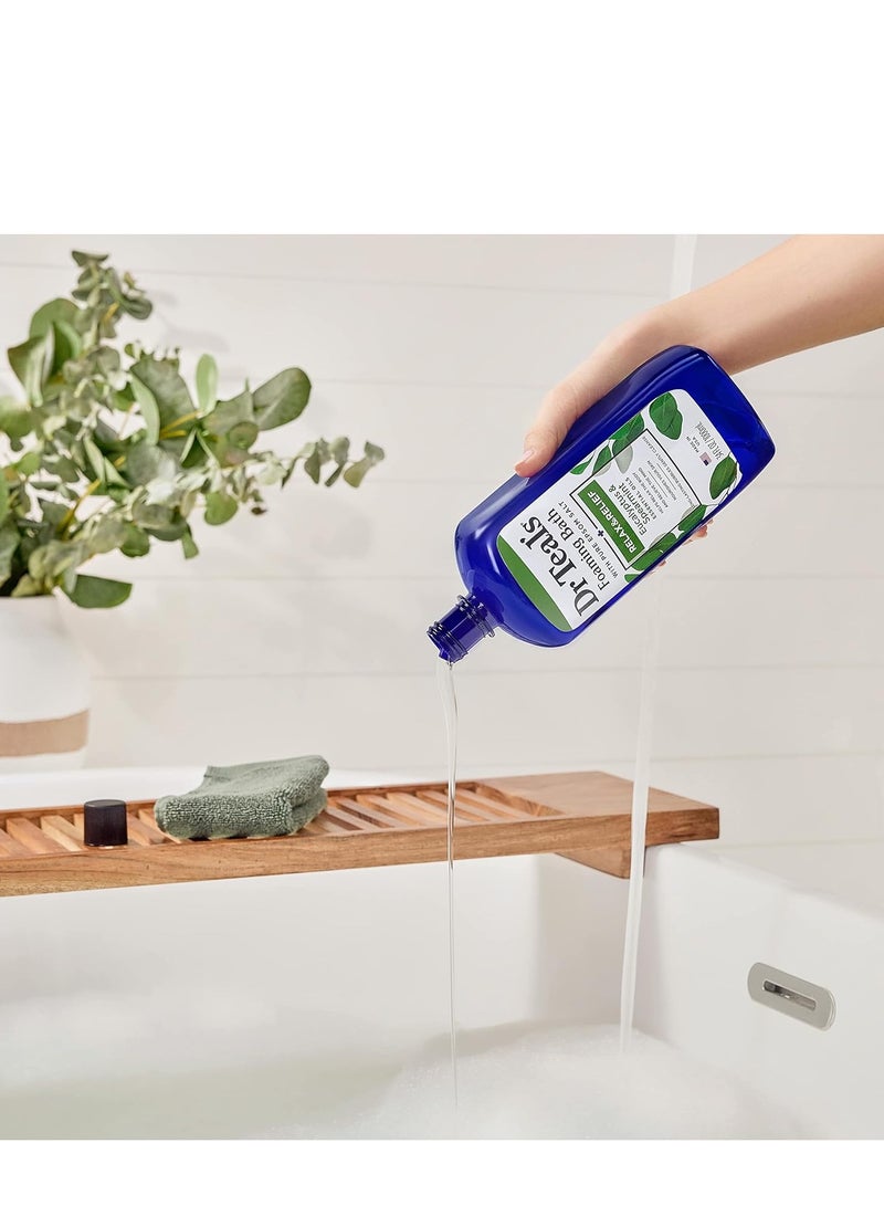 Dr Teal's Foaming Bath with Pure Epsom Salt, Relax & Relief with Eucalyptus & Spearmint, 34 fl oz (Pack of 4) (Packaging May Vary)
