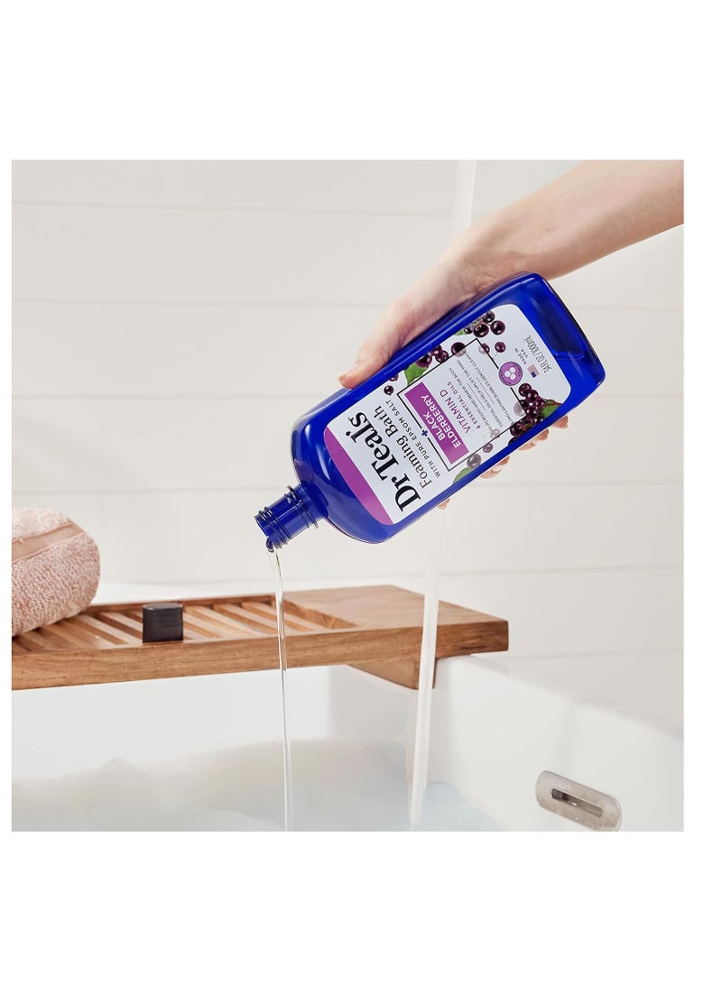 Dr Teal's Foaming Bath with Pure Epsom Salt, Black Elderberry with Vitamin D, 34 fl oz (Pack of 4) (Packaging May Vary)