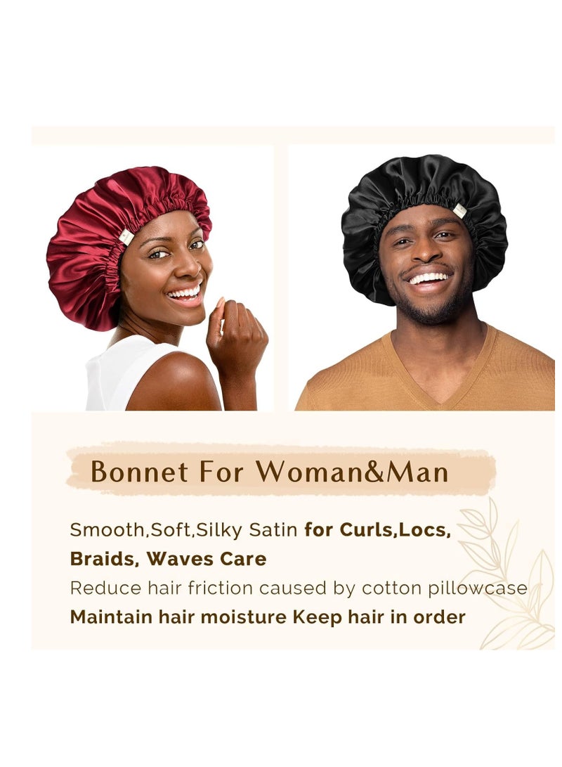 YANIBEST Silk Bonnet Satin Bonnet for Sleeping Women and Men, Adjustable Double Layer Hair Bonnet for Curly Braids Hair