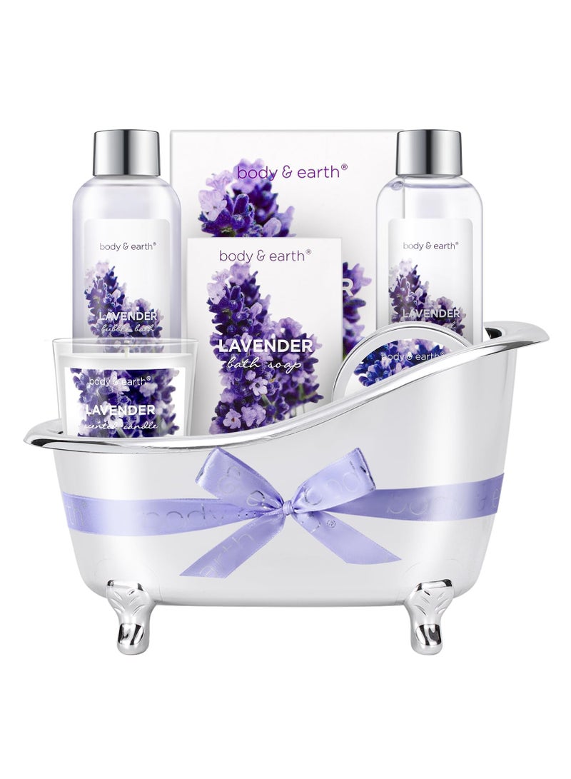 Gift Set for Women Body & Earth Gifts for Women Lavender Gift Baskets For Women Bath Sets with Bubble Bath Body Lotion Scented Candle Birthday Gifts for Women Spa Gifts for Women