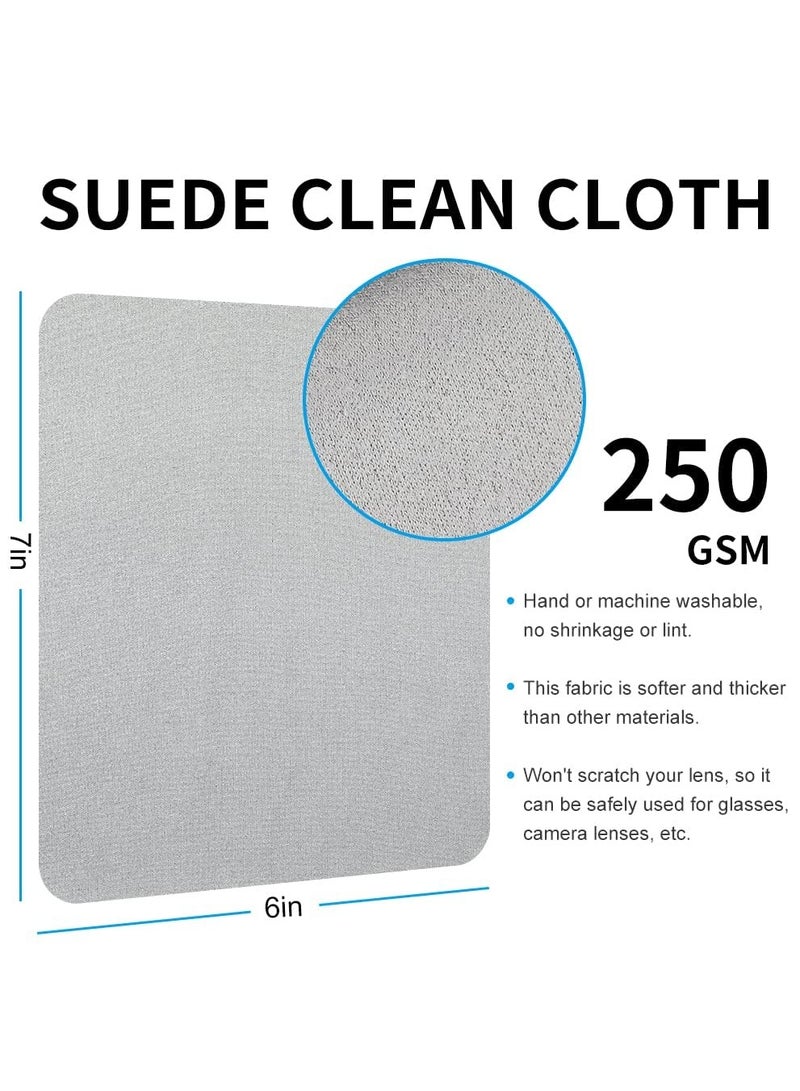 Eyeglasses Cleaning Cloth Set, Suede Lens Cleaning Cloths for Glasses, Screens, Phones, and Cameras (50 PCS, Grey)