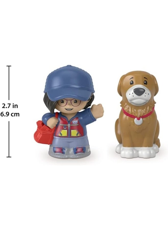 F-Price Toy Figure Pack - Story Starter Figure Set - HBW64 - Mailperson & Brown Dog Figures