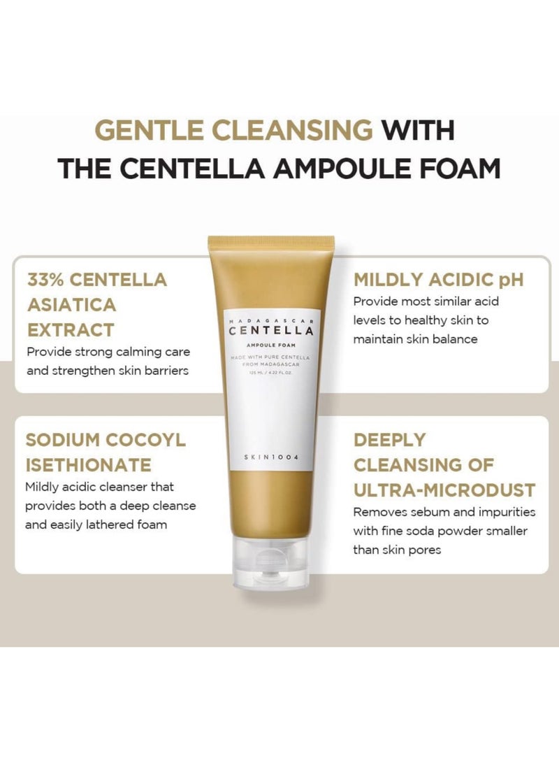 Centella Ampoule Foam Cleanser 125ml - Gentle Low pH Daily Facial Cleanser for Sensitive Skin with Soothing Centella Asiatica Extract