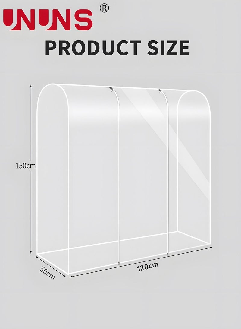 Hanging Garment Bags,Extra Large Clear Garment Rack Cover,Dustproof Waterproof Storage Bag For Wardrobe With Full Zipper,120x50x150cm