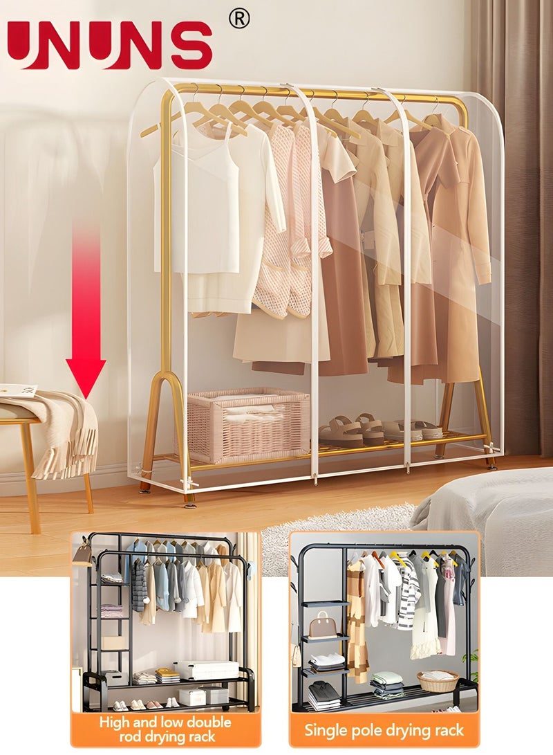 Hanging Garment Bags,Extra Large Clear Garment Rack Cover,Dustproof Waterproof Storage Bag For Wardrobe With Full Zipper,120x50x150cm