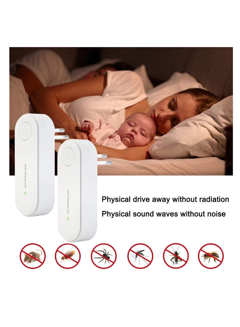 Mosquito Repellent Electronic Ultrasonic Pest Repeller Plug in for Insects Indoor Pest Control for Living Room Garage Office Hotel (White 2Pcs)