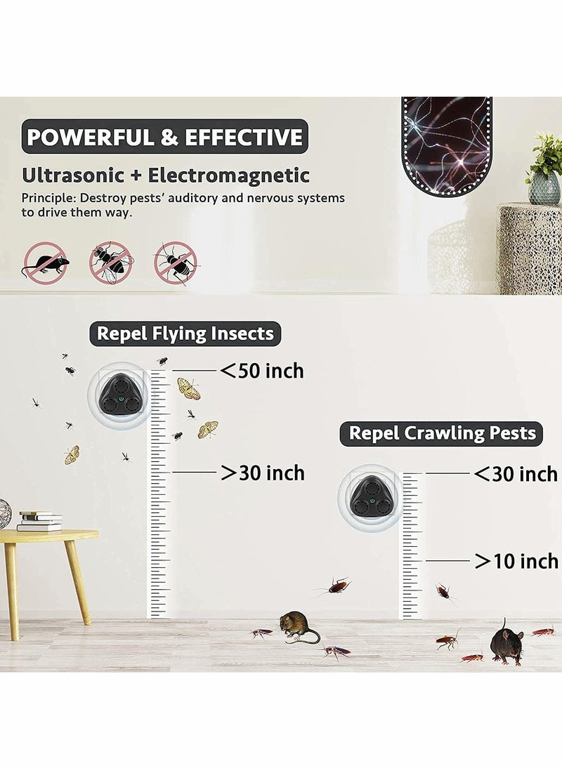Ultrasonic Pest Repeller High Power Plug-in Repellent Portable Electronic Pest Controler for Rodents Rat Mouse Cockroach Ant Spider Mosquito Insect for Living Room Garage Office Hotel