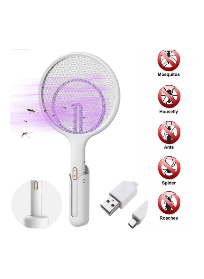 Electric Bug Zapper Racket White/Purple 46x3x28centimeter