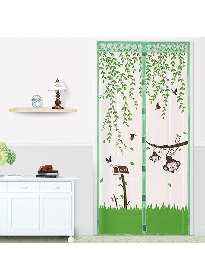 Magnetic Screen Door Mosquito Net Curtain Green/White 90 x 210centimeter