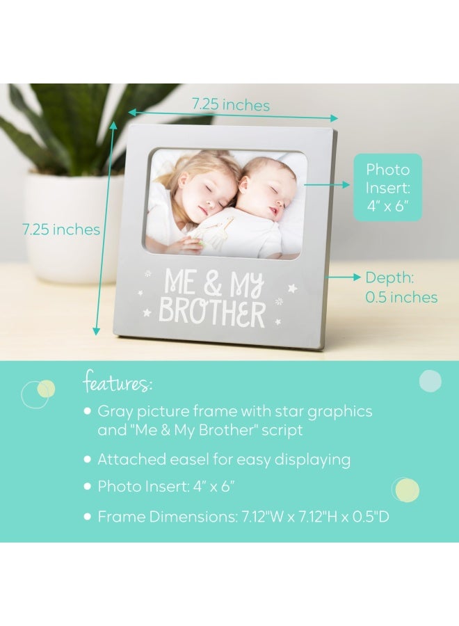 Me And My Brother Picture Frame Nursery D Cor Gender-Neutral Baby Frame Perfect Siblings Gift Baby Keepsake Photo Frame 4 X 6 Frame Tabletop Easel Back Grey