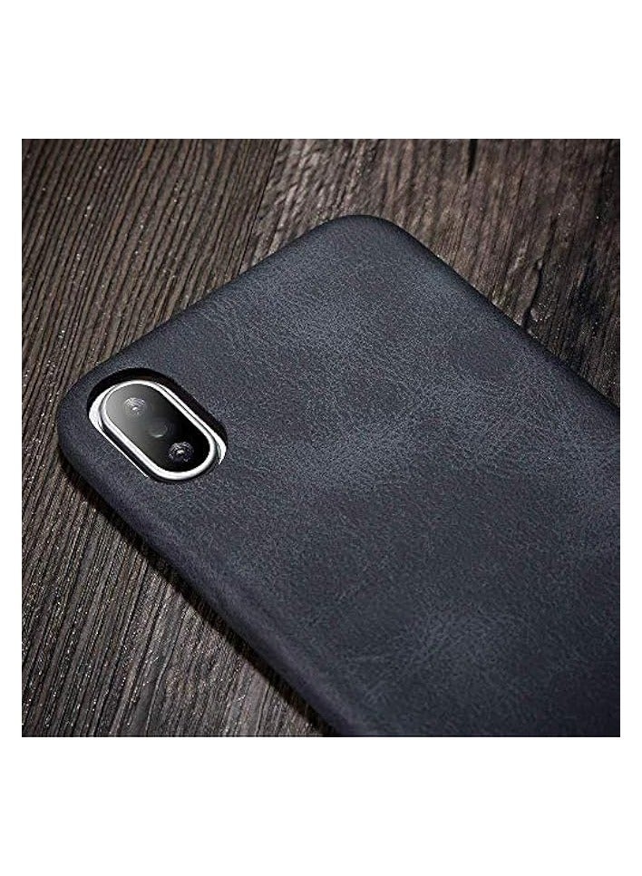 iPhone XS Max case, Premium PU Leather Slim Fit Ultra Light Soft Touch Protective Mobile Cell Phone Case Back Cover for iPhone XS Max - Black