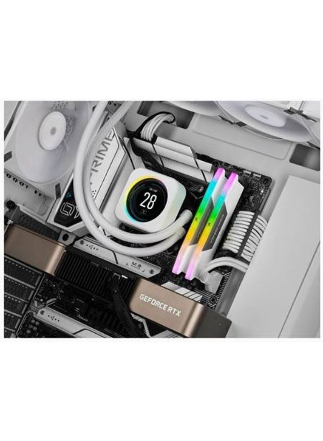 VENGEANCE RGB 32GB (2x16GB) DDR5 Desktop Memory Kit, 6400MHz Memory Speed, 32-40-40-84 CAS Latency, Intel XMP 3.0, 1.40 Voltage, 288 Pin, Dynamic Multi-Zone RGB, White | CMH32GX5M2B6400C32W
