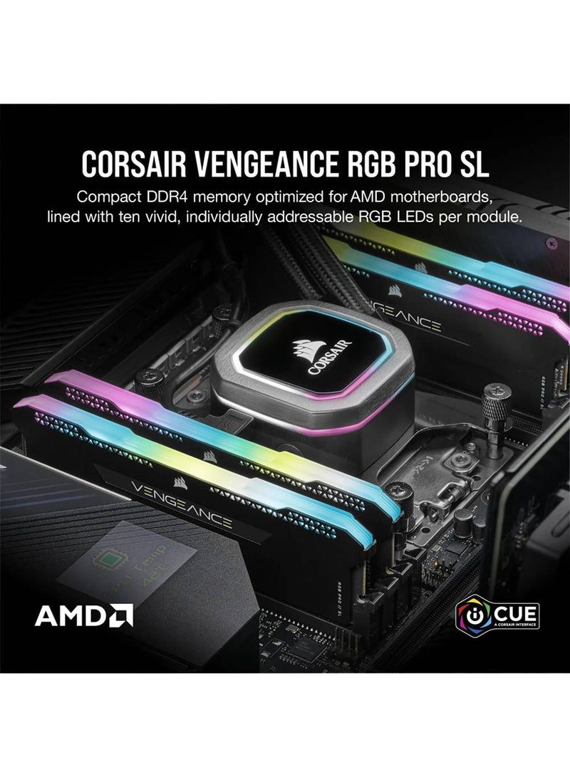 Vengeance RGB PRO SL 32GB (2x16GB) DDR4 Desktop Memory, 3600MHz C18 Memory Speed (PC4-28800), 18-22-22-42 Latency, Intel XMP 2.0, 1.35V, 288-Pin, Black | CMH32GX4M2Z3600C18