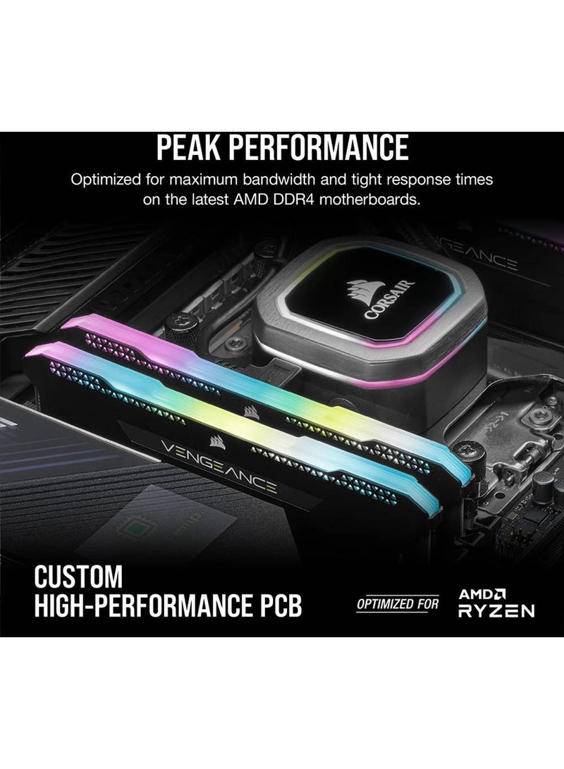 Vengeance RGB PRO SL 32GB (2x16GB) DDR4 Desktop Memory, 3600MHz C18 Memory Speed (PC4-28800), 18-22-22-42 Latency, Intel XMP 2.0, 1.35V, 288-Pin, Black | CMH32GX4M2Z3600C18
