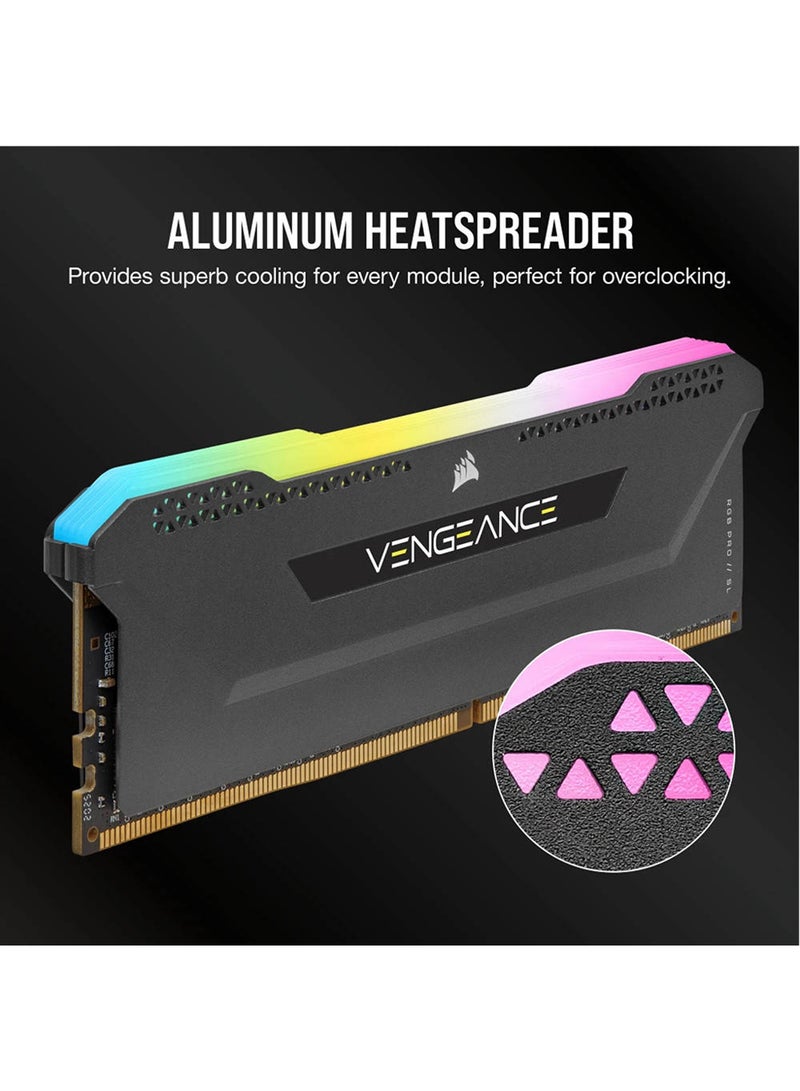 Vengeance RGB PRO SL 32GB (2x16GB) DDR4 Desktop Memory, 3600MHz C18 Memory Speed (PC4-28800), 18-22-22-42 Latency, Intel XMP 2.0, 1.35V, 288-Pin, Black | CMH32GX4M2Z3600C18