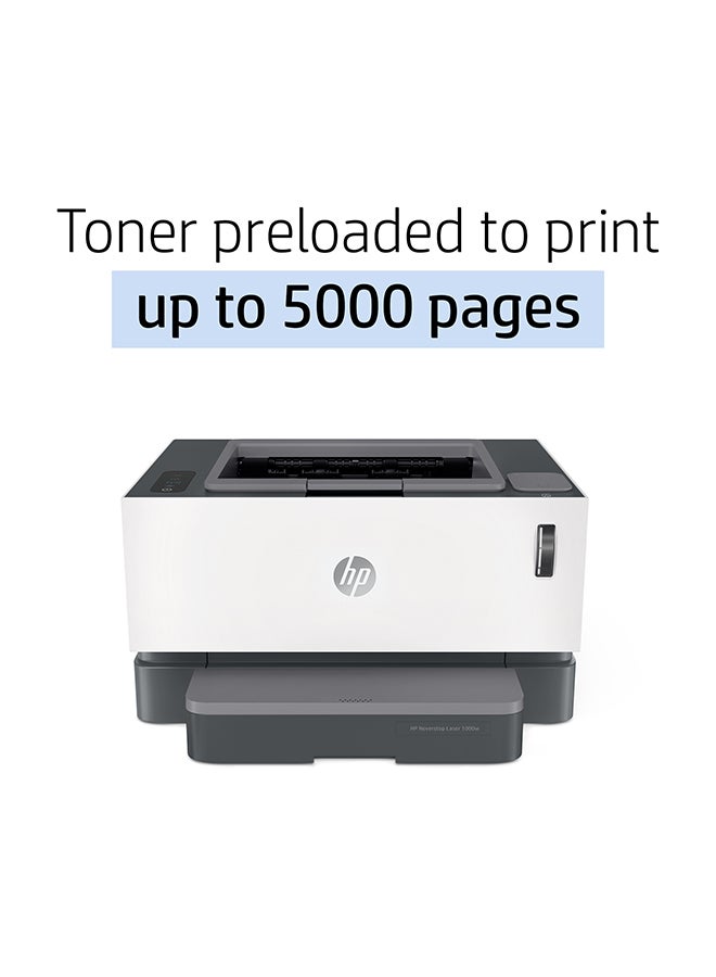 HP Neverstop Laser 1000W Wireless - Print Speed up to 21 Page Per Minute, Toner preloaded to print up to 5000 pages - White [4RY23A] White/Grey